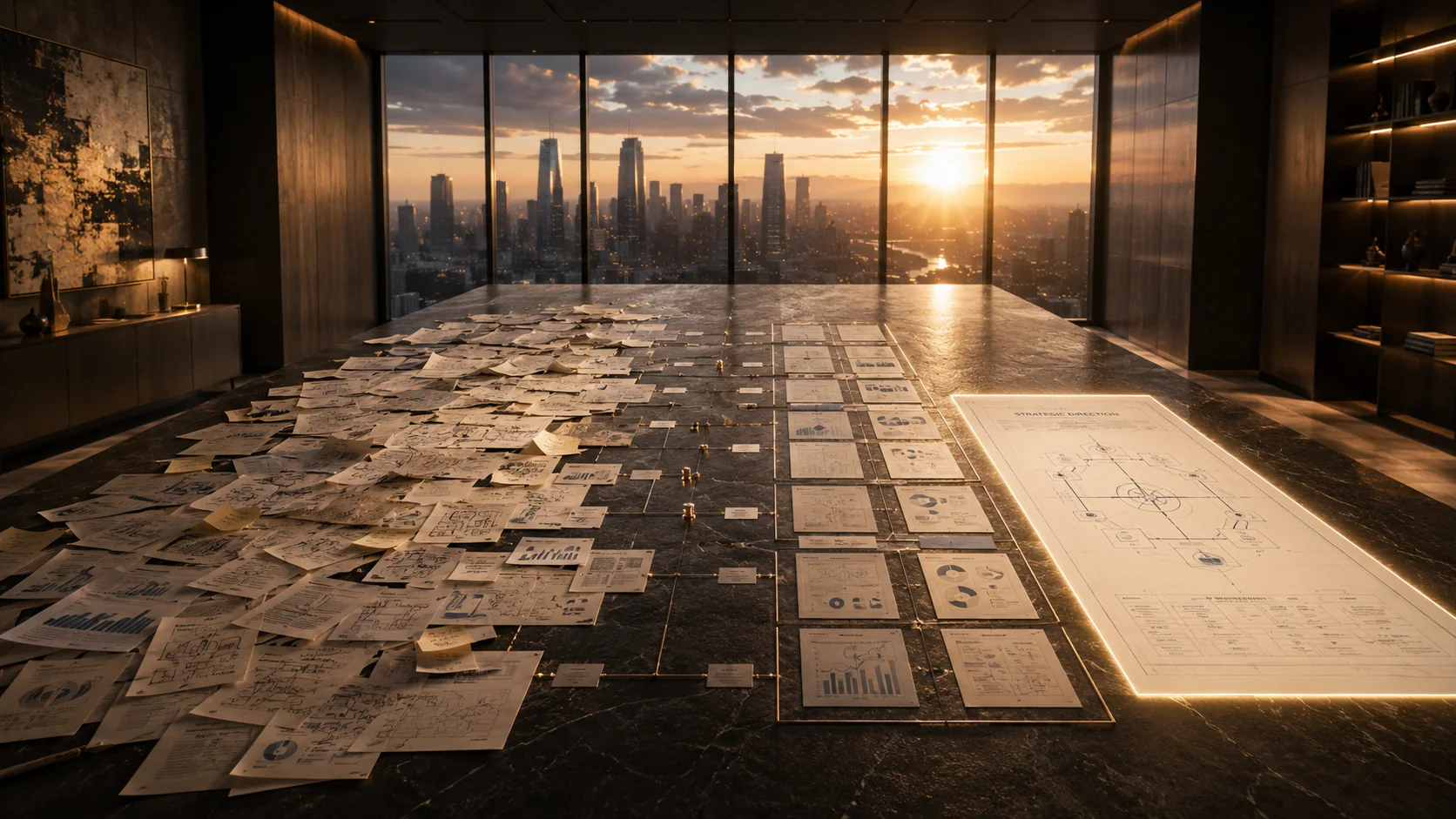 Executive communication materials organized into a clear strategic system